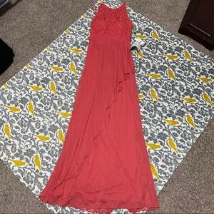 Adrianna Papell Coral Lace Halter Gown NWT Size 2